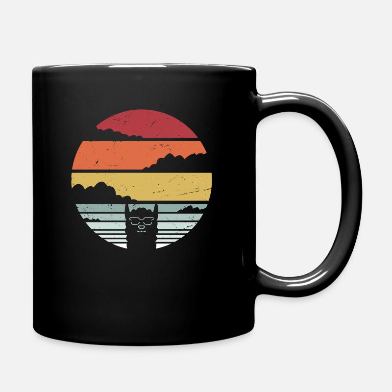 Lama Vintage Retro Alpaka Sunset Geschenk - Tasse einfarbig - Schwarz