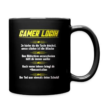 Gamer Logik Lustiger Gaming Spruch für Zocker - Tasse einfarbig - Schwarz - Rechts