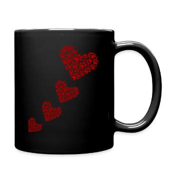 Hundepfoten Herz - Muttertag Geschenkidee - Tasse einfarbig - Schwarz - Rechts