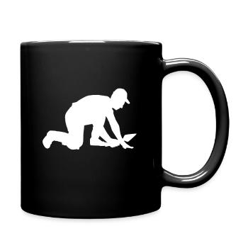 Fliesenleger Mosaikleger Plattenleger Geschenk - Tasse einfarbig - Schwarz - Rechts