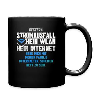 Stromausfall Kein WLAN Lustiger Familien Spruch - Tasse einfarbig - Schwarz - Rechts