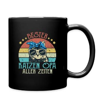 Bester Katzen Opa aller Zeiten - Tasse einfarbig - Schwarz - Rechts
