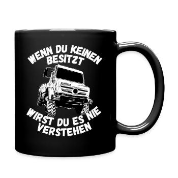 Unimog , Nutzfahrzeug, Lkw, Unimog 406, Traktor - Tasse einfarbig - Schwarz - Rechts