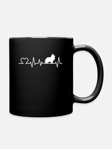 Shetland Shetland Sheepdog coeur battement de sheltie cadeau - Mug uni - noir