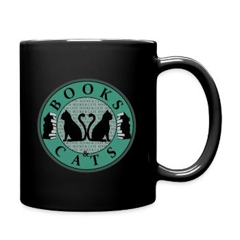 Lesen, Katzen, Bücher, Frauen, Geschenk, Vintage - Tasse einfarbig - Schwarz - Rechts