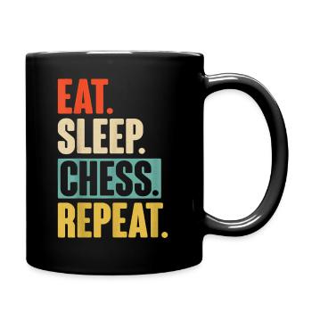 Eat Sleep Schach Wiederholen Retro Vintage Schach - Tasse einfarbig - Schwarz - Rechts