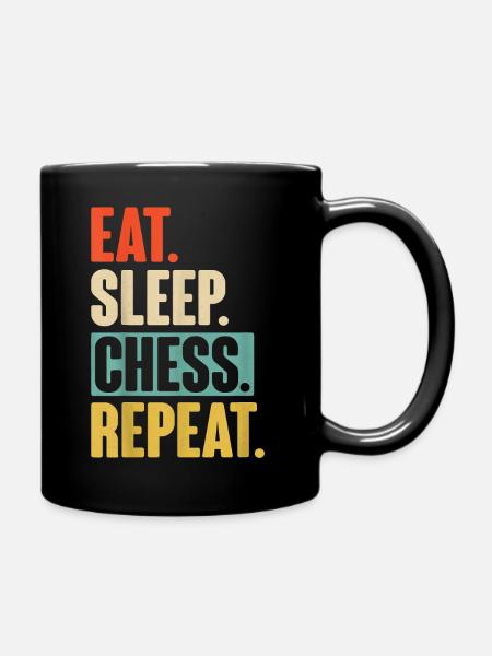 Eat Sleep Échecs Répétition Rétro Vintage Échecs - Mug uni - noir