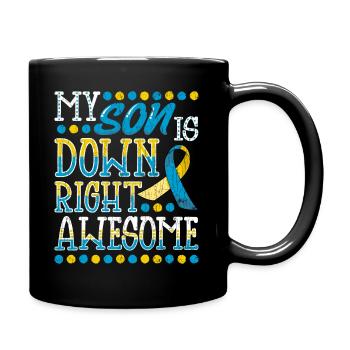 Down Syndrome Awareness Son Apparel Happy Gift - Full Colour Mug - black - Right