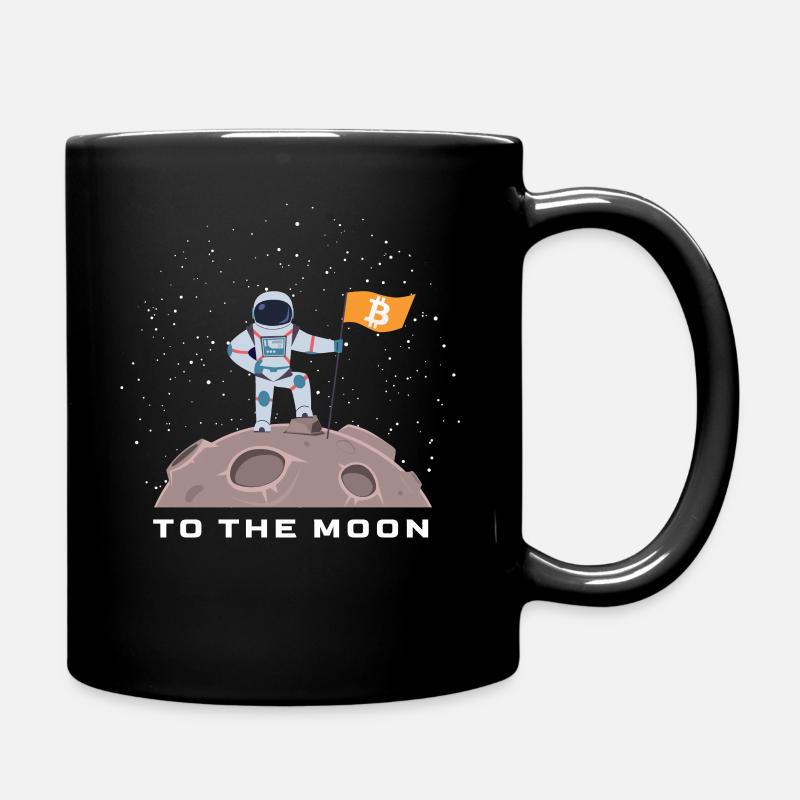 Bitcoin Crypto to the moon BTC Coin Astronaut - Full Colour Mug - black