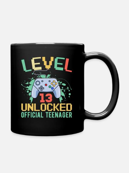 13th Birthday Boy Teen Birthday Gamer - Full Colour Mug - black