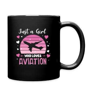 Just A Girl Who Loves Aviation Aviation Aviation Avion - Mug uni - noir - Droite