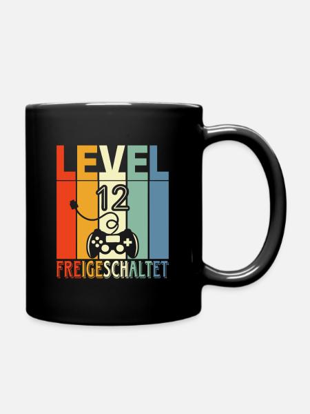 Level 12 Freigeschaltet - Tasse einfarbig - Schwarz