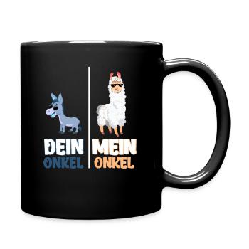 Mein Onkel Dein Onkel Lustiges Lama Geschenk - Tasse einfarbig - Schwarz - Rechts