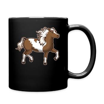 Schecke Pinto Pferd Geschenkidee - Tasse einfarbig - Schwarz - Rechts
