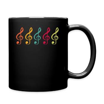 Noten Violinschlüssel Basschlüssel - Tasse einfarbig - Schwarz - Rechts