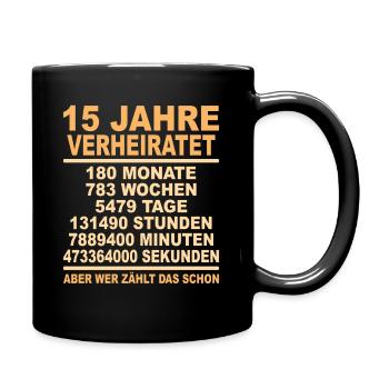 Crystal Wedding 15 Years Married Gift - Full Colour Mug - black - Right