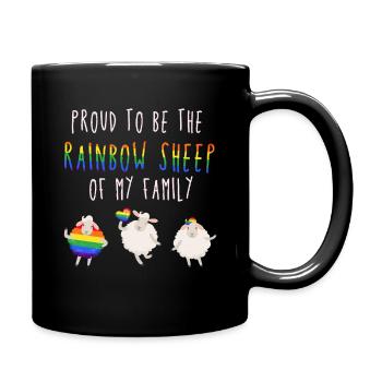 proud to be the rainbow sheep of my family - Full Colour Mug - black - Right