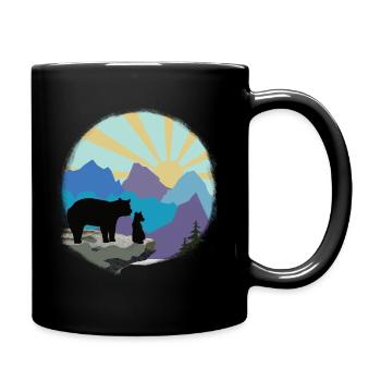Bären Papa mit Sohn - Tasse einfarbig - Schwarz - Rechts