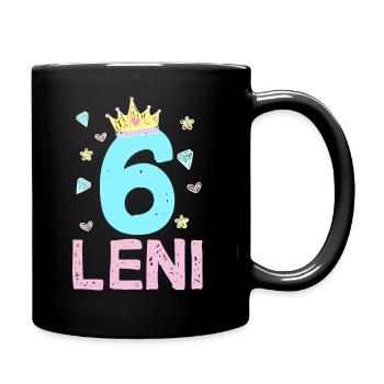 6ème Anniversaire Leni Princesse Couronne Licorne - Mug uni - noir - Droite