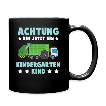 Ich Bin Jetzt Ein Kindergartenkind Müll Auto Mülla - Tasse einfarbig - Schwarz - Rechts