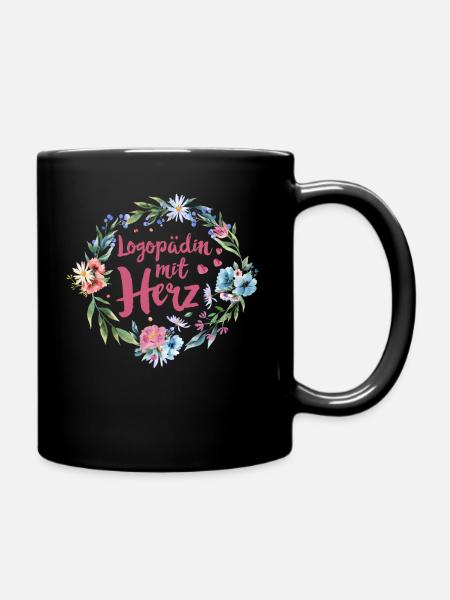 Logopädin Mit Herz Sprachtherapeutin Logopädie - Tasse einfarbig - Schwarz