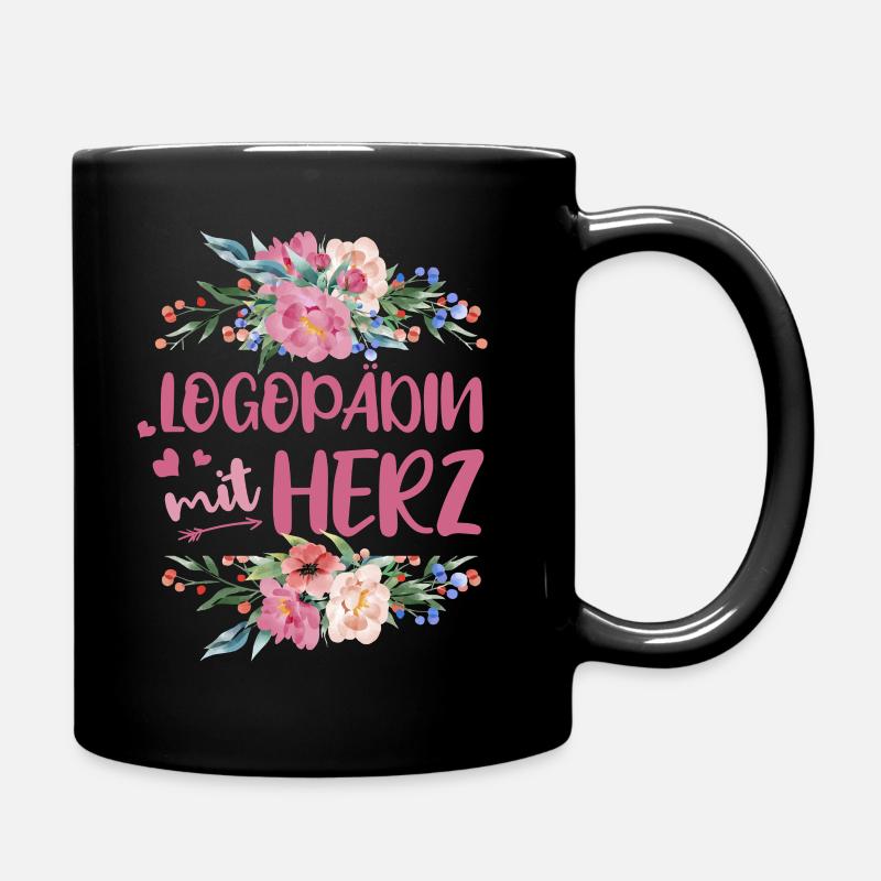 Logopädin Mit Herz Logopädie Sprachtherapeutin - Tasse einfarbig - Schwarz