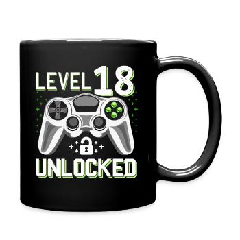 18th Birthday Level 18 Gamer Gift - Full Colour Mug - black - Right