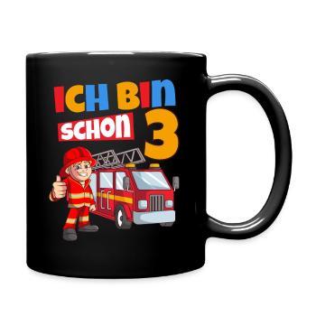 3. Geburtstag Feuerwehr Auto Junge 3 Jahre - Tasse einfarbig - Schwarz - Rechts