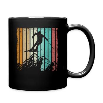 Vintage Skifahrer Urlaub Berg Skifahren - Tasse einfarbig - Schwarz - Rechts