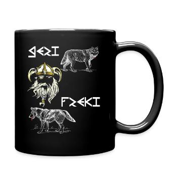 Odin avec Geri et Freki, Vikings - Mug uni - noir - Droite