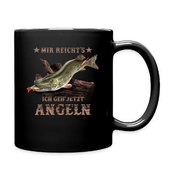 Hecht Angler Spruch lustiges Fischer Geschenk - Tasse einfarbig - Schwarz - Rechts