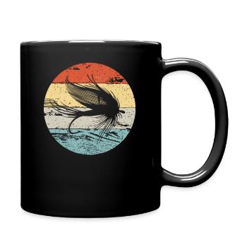 Fly Fishing Angler Vintage Retro Look - Full Colour Mug - black - Right