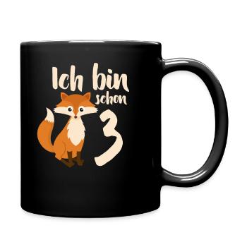 3. Geburtstag Fuchs Kinder Ich bin 3 Jahre alt - Tasse einfarbig - Schwarz - Rechts