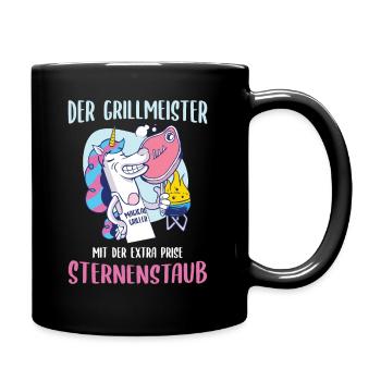 Grillmeister Einhorn Spruch Grillen Geschenkidee - Tasse einfarbig - Schwarz - Rechts