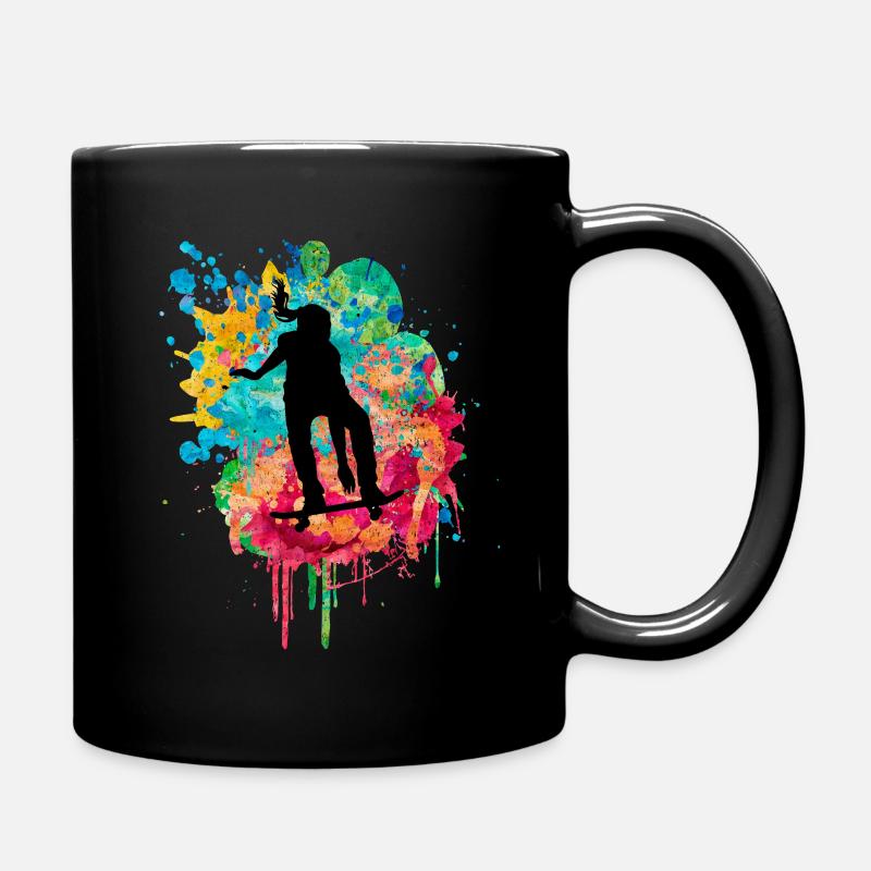 Skater while skateboarding PopArt - Full Colour Mug - black