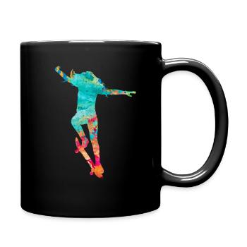 Patineurs filles en skateboard PopArt - Mug uni - noir - Droite
