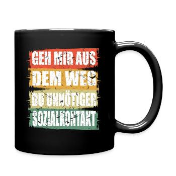 Unnötiger Sozial Kontakt - Tasse einfarbig - Schwarz - Rechts