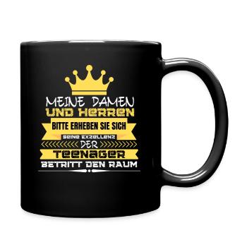 Erheben Sie Sich - der TEENAGER - kommt! Geschenk - Tasse einfarbig - Schwarz - Rechts