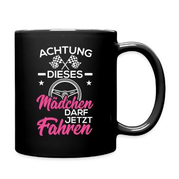 Fahrprüfung bestanden Geschenk Führerschein - Tasse einfarbig - Schwarz - Rechts
