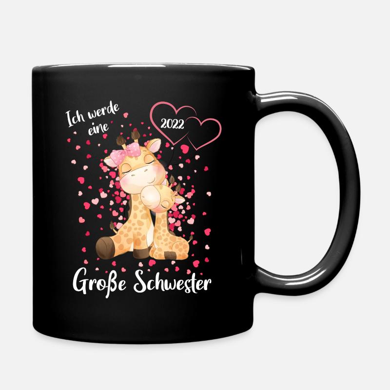Nachwuchs verkünden Ich werde große Schwester 2022 - Tasse einfarbig - Schwarz