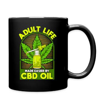 Erwachsenenleben einfacher durch CBD-Öl - Tasse einfarbig - Schwarz - Rechts