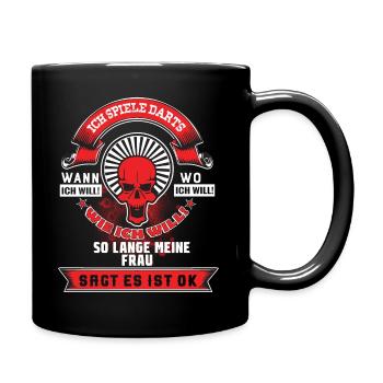 Dart Darts Bullseye Dartspieler Dartboard Geschenk - Tasse einfarbig - Schwarz - Rechts