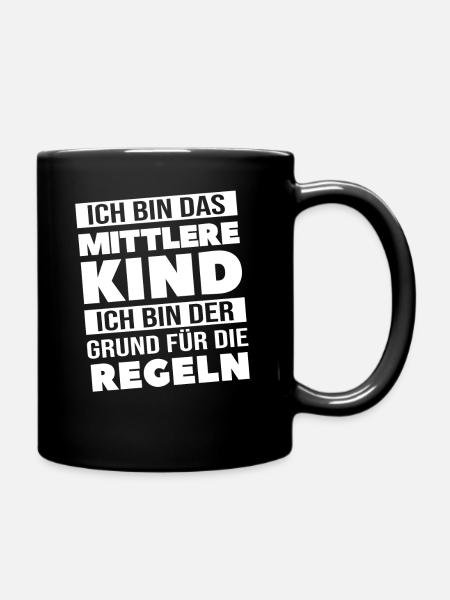 Mittleres Kind Geschwister Geschenk - Tasse einfarbig - Schwarz