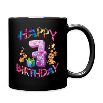 7. Geburtstag - Tasse einfarbig - Schwarz - Rechts