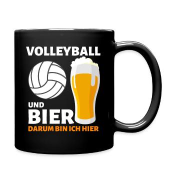 VOLLEYBALL & BIER DARUM BIN ICH HIER! BIER SPORT - Tasse einfarbig - Schwarz - Rechts