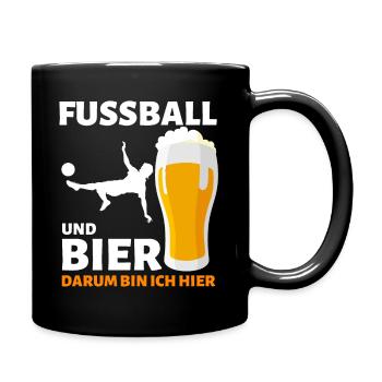 FUSSBALL & BIER !!! LUSTIGER FUBA KREISLIGA SPRUCH - Tasse einfarbig - Schwarz - Rechts
