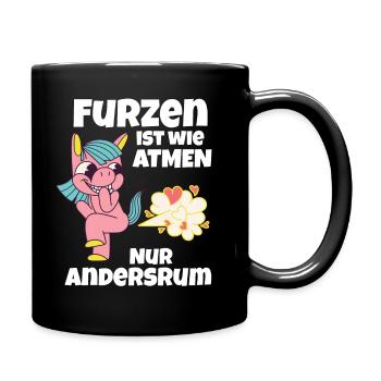 lustiges einhorn furz - Tasse einfarbig - Schwarz - Rechts