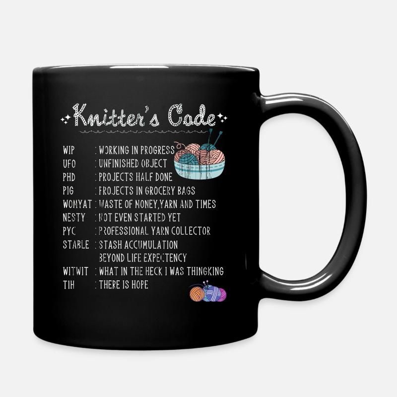Sewing handmade wool yarn crochet knitting - Full Colour Mug - black