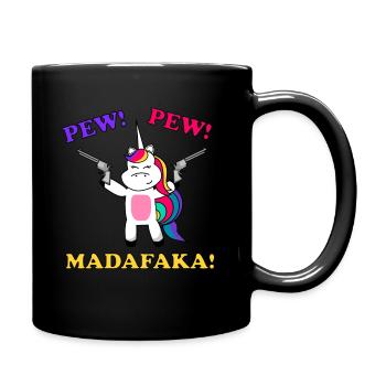 Unicorn Unicorn Unicorn Pew Pew - Full Colour Mug - black - Right
