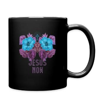 Jesus Christus, Jesus-Now, Vintage-Hibiskus - Tasse einfarbig - Schwarz - Rechts